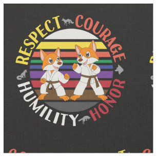 Tecido Valores de Karate - Silhuetas Raposa Esparta Cuta