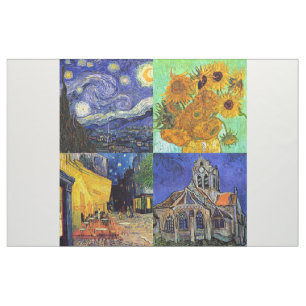 Tecido Van Gogh 4 acima da igreja dos girassóis do café