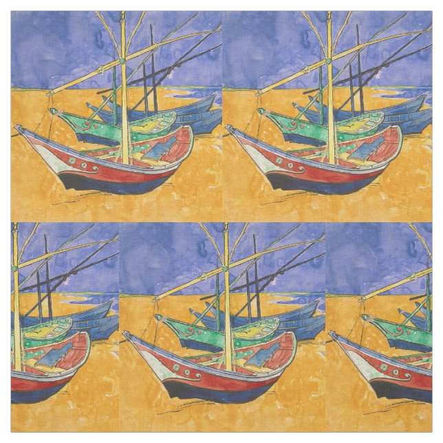 Tecido Van Gogh Boats Impressionism Beach (Modelo)