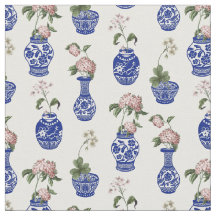 Vasos e flores azuis de Chinoiserie