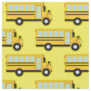 Tecido Veículos de ônibus escolares, crianças giras