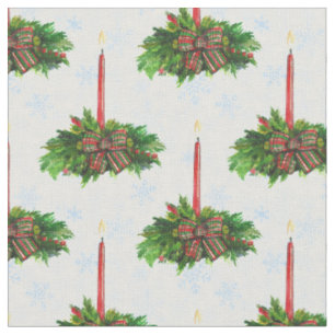 Tecido Vela de Natal Merry Watercolor
