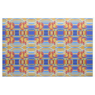 Tecido Velejar nos Sete Mares Tão Azul Abstrato Cubist