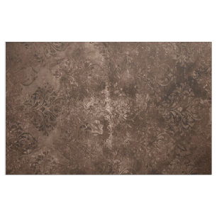 Tecido Velvety Bronze Damask   Grunge Barroco Marrom