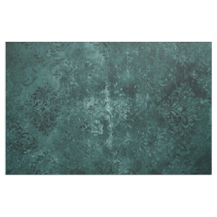 Tecido Velvety Teal Damask Verde escuro Barroco
