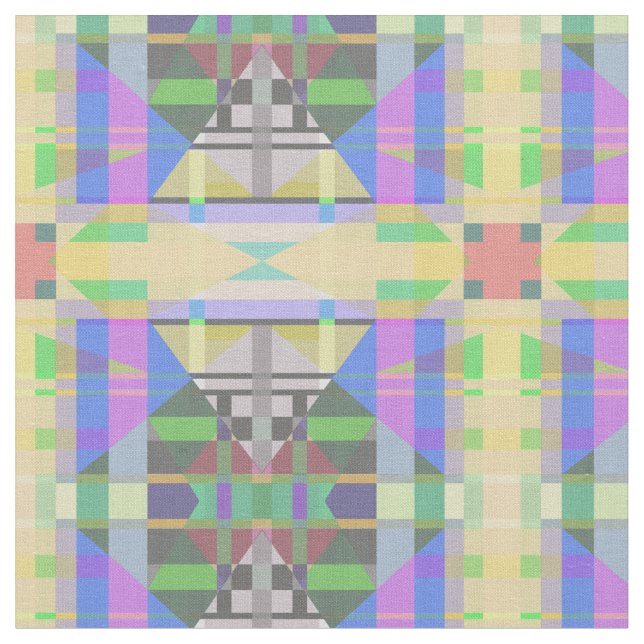 Tecido Verde Amarelo Azul Roxo Geométrico (Detalhe)