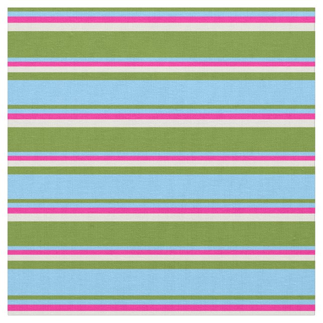 Tecido Verde, Azul-céu claro, Rosa Profundo e Linhas bege (Detalhe)