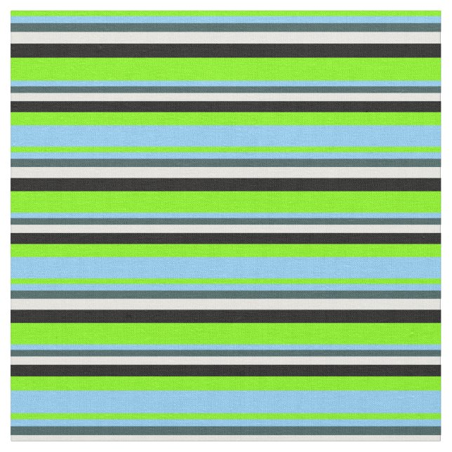 Tecido Verde, Azul Claro, Cinza, Creme de Casa e Preto (Detalhe)