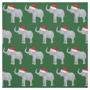 Tecido Verde bonito de Papai Noel do elefante do Natal