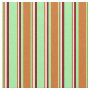 Tecido Verde, Chocolate, Branco e Linhas Maroon