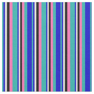 Tecido Verde-claro-mar, azul, bege, preto e rosa-quente