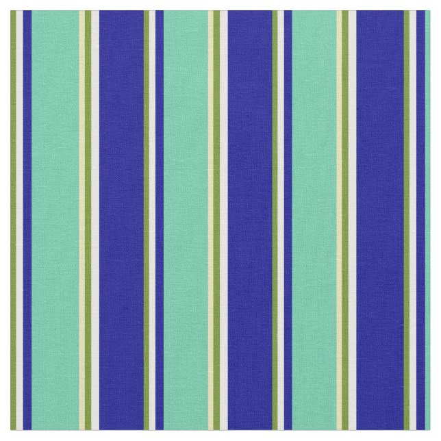 Tecido Verde, Creme da Casa da Moeda, Azul Escuro, Aquama (Detalhe)