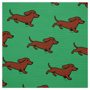 Tecido Verde de funcionamento do Dachshund liso vermelho