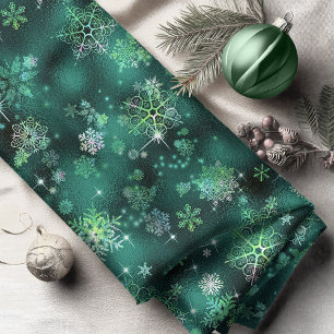 Tecido Verde de padrão Prettiest Snowflakes ID846