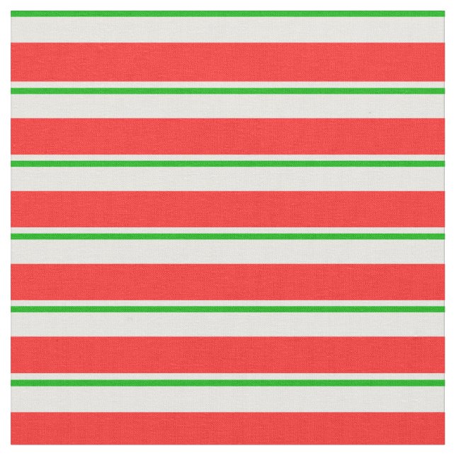 Tecido Verde Diversão, Branco, Bandas de Natal Vermelhas (Detalhe)