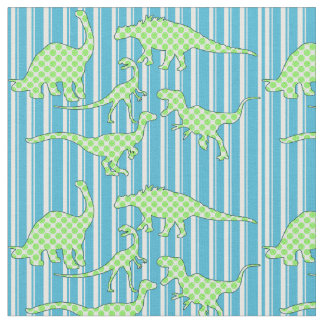 Tecido verde e azul do dinossauro