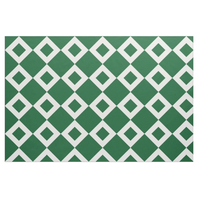 Tecido verde e branco geométrico do teste padrão (Fat Quarter)