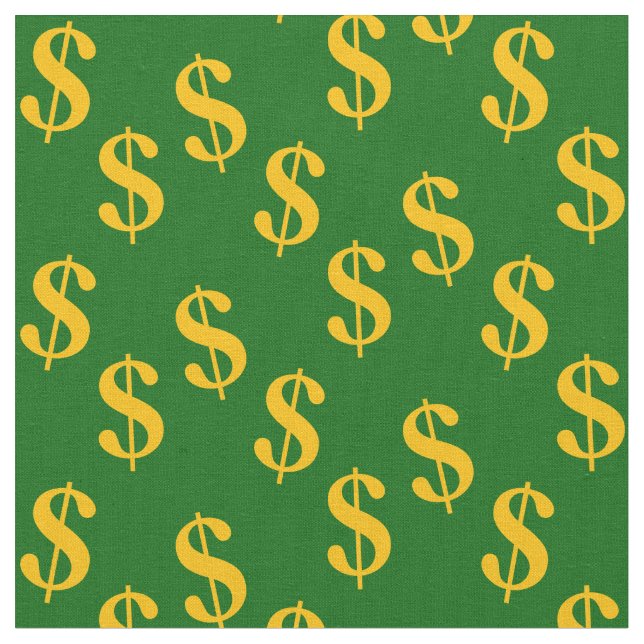 Tecido Verde Emerald com sinais Dourados de dólar  (Detalhe)