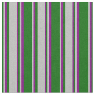 Tecido Verde escuro, Cinza e padrão roxo