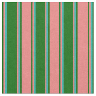 Tecido Verde escuro, coral claro e verde-claro