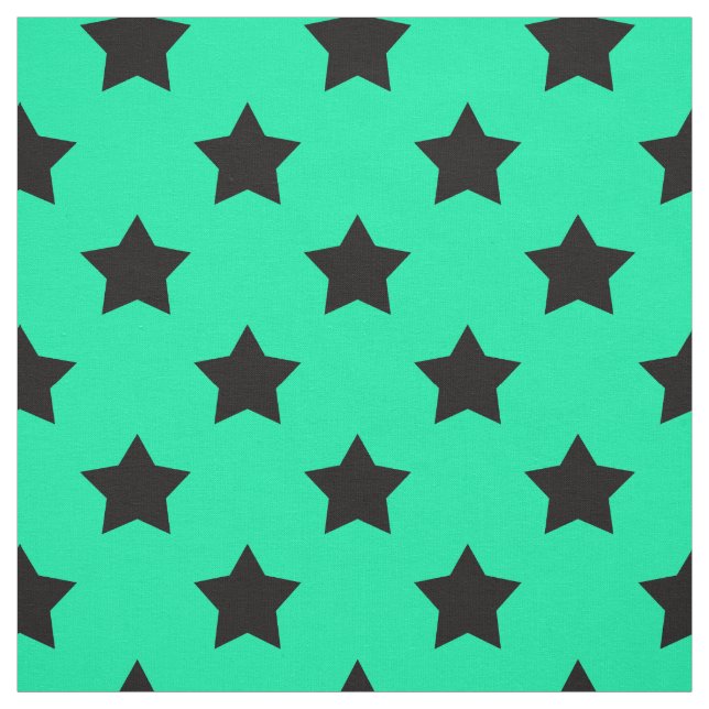 Tecido Verde Estrelas Negras Padrão Têxtil Decorativo (Modelo)