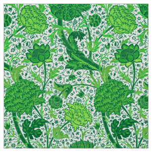 Tecido Verde floral de William Morris, esmeralda Jacobean
