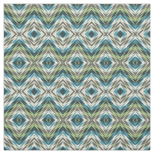 Tecido Verde limão Azul Teal Taupe Aztec Padrão Mosaico