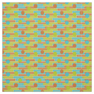 Tecido Verde limão, Cinnamon Brown, Retângulos Turquesa