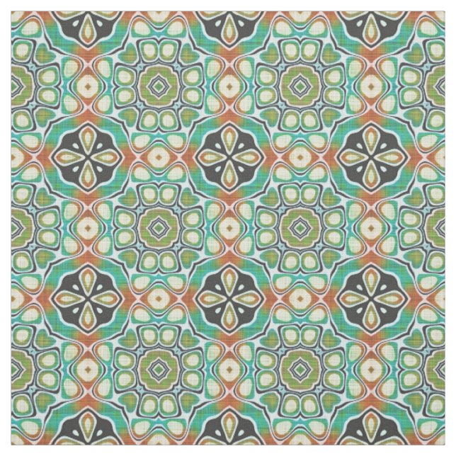 Tecido Verde limão Laranja Turquoise Bali Batik Padrão (Modelo)