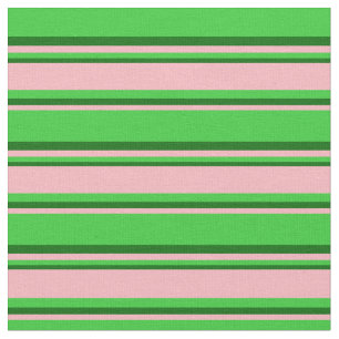 Tecido Verde limão, Rosa claro e linhas verdes escuras co