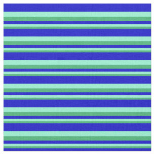 Tecido Verde marinho, Aquamarino e Linhas Azuis