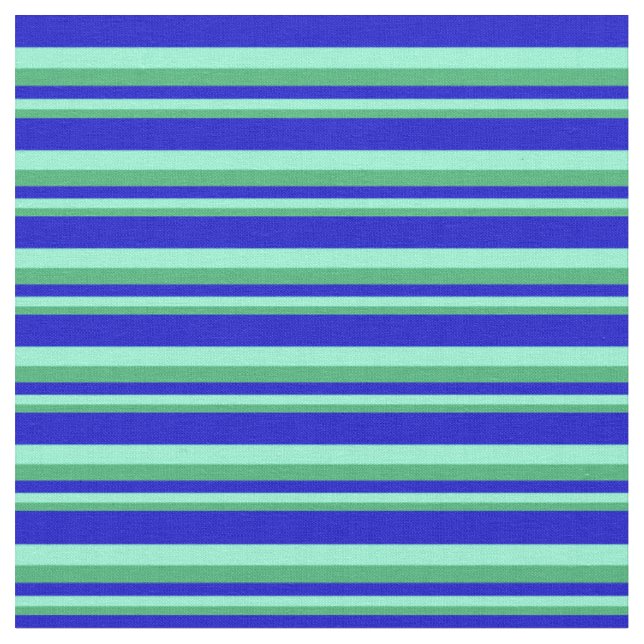 Tecido Verde marinho, Aquamarino e Linhas Azuis (Detalhe)