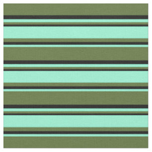 Tecido Verde-oliva-escuro, Aquamarino e Preto