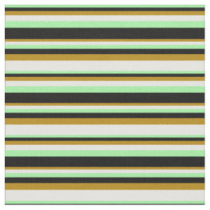Tecido Verde, Preto, Dourado Escuro e Creme de Mint Color