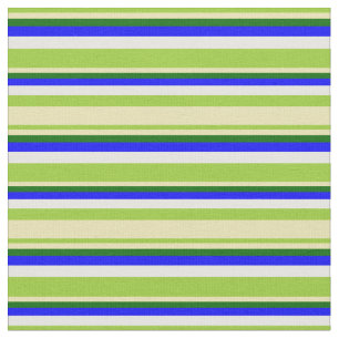 Tecido Verde, Tano, Verde Escuro, Azul e Linhas Brancas