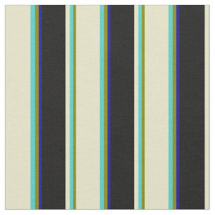 Tecido Verde, Turquesa, Dourado Pálido, Preto, Azul Escur