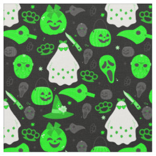 Tecido verde-verde-ácido-fantasma floral de halloween