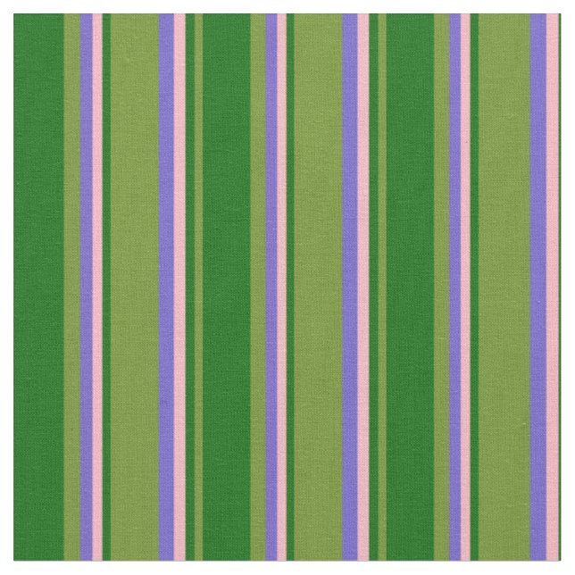Tecido Verde, Verde Escuro, Rosas claro e Azul Espalhado (Detalhe)