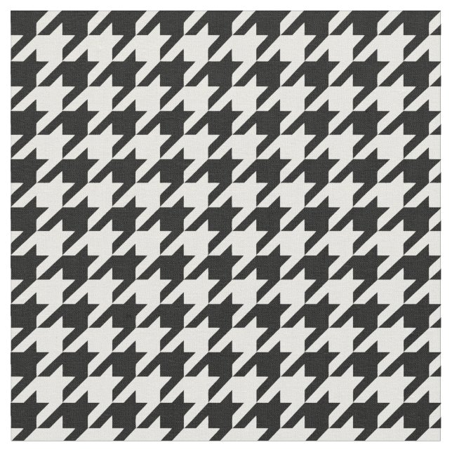 Tecido Verificação de houndstooth Clássico Branco Preto (Detalhe)