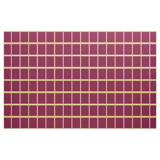 Tecido Verificação do Windowpane de Borgonha e de ouro (Jarda)