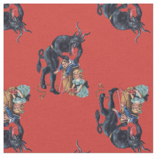 Tecido vermelho antigo do krampus de natal feio