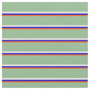 Tecido Vermelho, Azul, bege e Verde Escuro Colorido