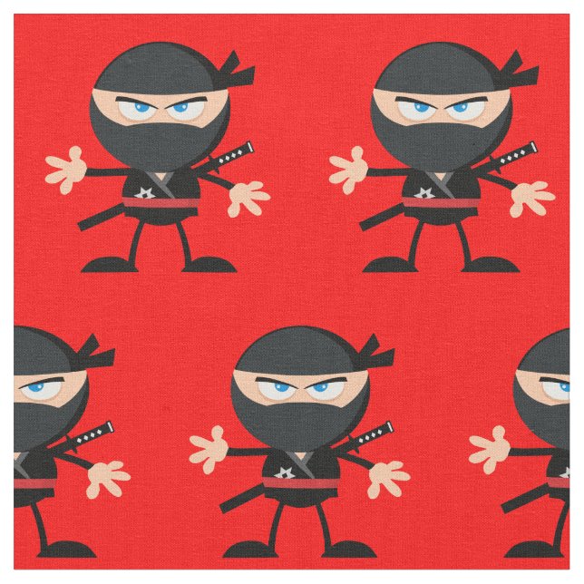 Tecido Vermelho Brilhante com Ninjas (Detalhe)