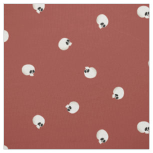 Tecido Vermelho de pontos do crânio de Kawaii, bonito e a