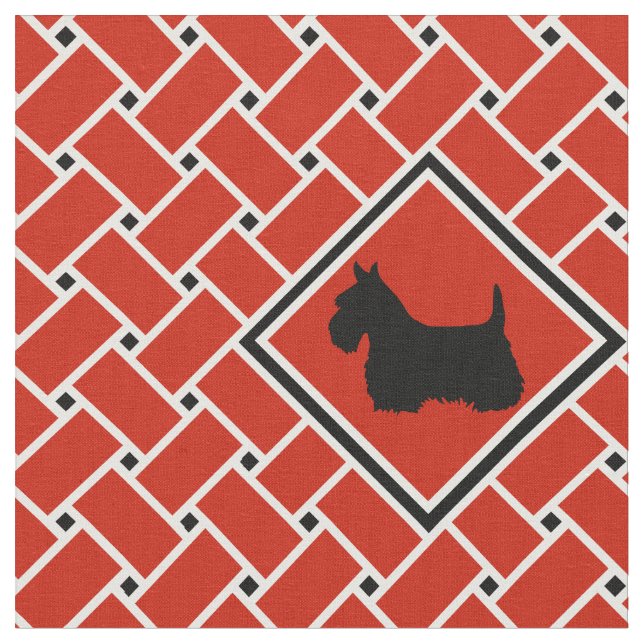 Tecido vermelho, diamante, Scottish Terrier, desig (Detalhe)