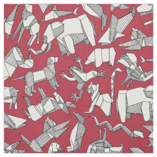 Tecido vermelho ditsy animal do origami