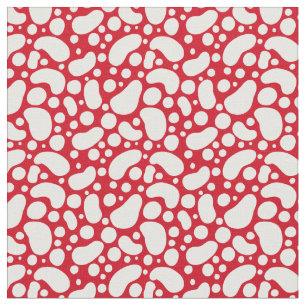 Tecido Vermelho divertido com manchas brancas