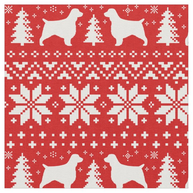 Tecido Vermelho do teste padrão do Natal dos Spaniels de (Detalhe)