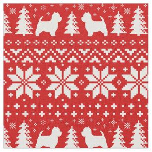 Tecido Vermelho do teste padrão do Natal dos terrier