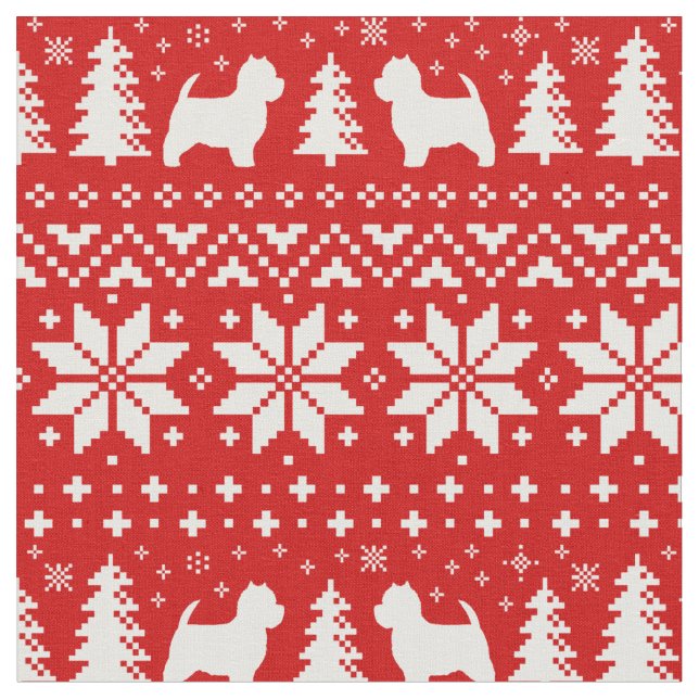 Tecido Vermelho do teste padrão do Natal dos terrier (Detalhe)